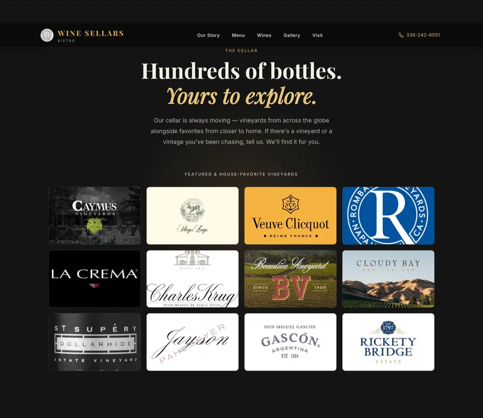 Wine Sellars Bistro — The Cellar — the wine list, built for the Hyatts to keep current themselves